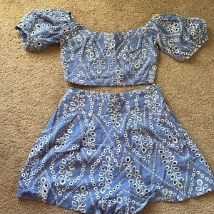 Dusky blue/purple crop top and high waist shorts lily pulitzer